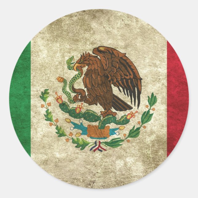 Pegatina Redonda Bandera de México (Anverso)
