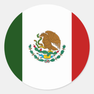 Pegatina Redonda Bandera de México