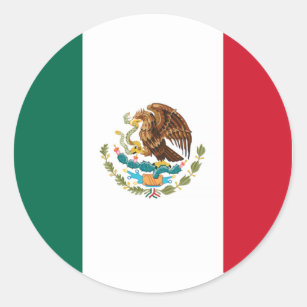 Pegatina Redonda Bandera de México