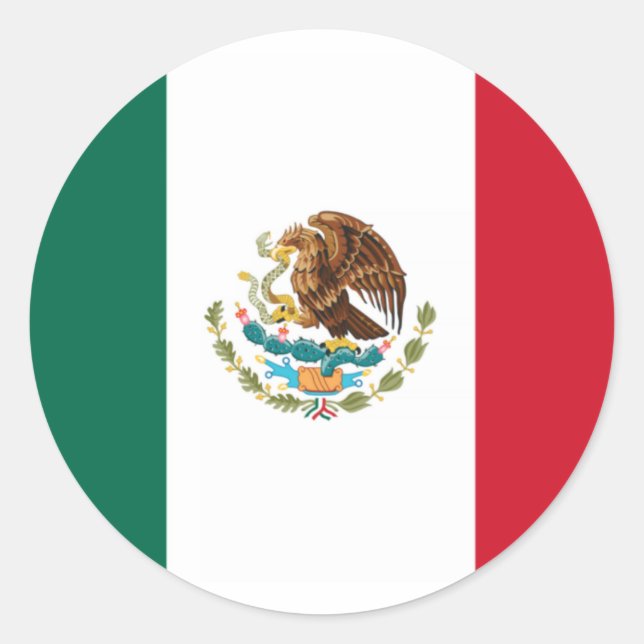 Pegatina Redonda Bandera de México (Anverso)