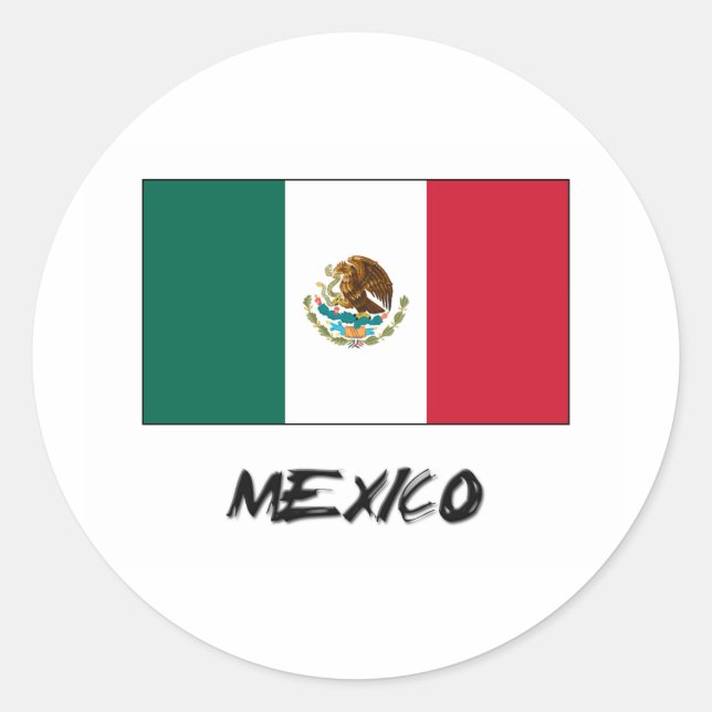 Pegatina Redonda Bandera de México (Anverso)