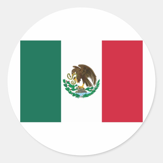 Pegatina Redonda Bandera de México (Anverso)