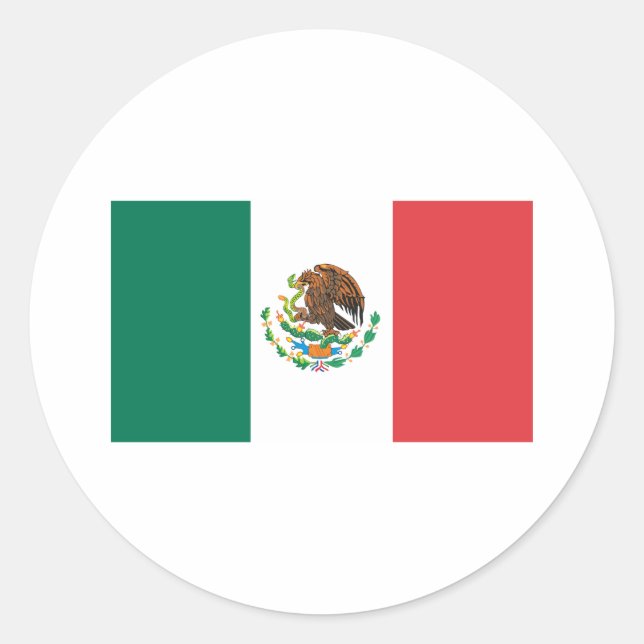 Pegatina Redonda Bandera de México (Anverso)