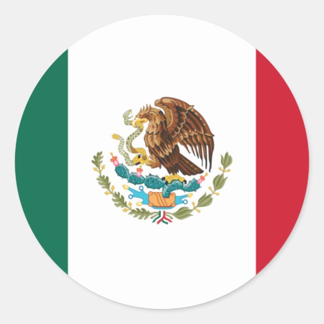 Pegatina Redonda Bandera de México (Anverso)