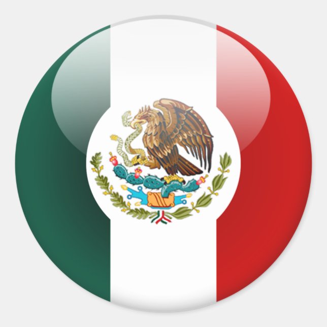Pegatina Redonda Bandera de México 2.0 (Anverso)