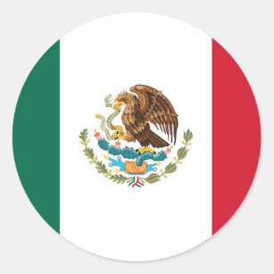 Pegatina Redonda Bandera de México - Bandera de México