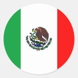 PEGATINA REDONDA BANDERA DE MÉXICO - BANDERA MEXICANA NACIONAL