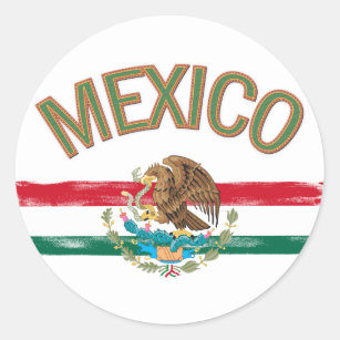 Pegatina Redonda Bandera de México del mexicano