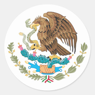 Pegatina Redonda Bandera de México del mexicano
