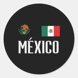 Pegatina Redonda Bandera de México Fanático de Fútbol Soccer Mexica