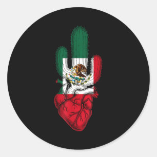 Pegatina Redonda bandera de México orgullo mexicano raíces mexicana