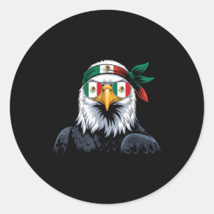 Pegatina Redonda bandera de México orgullo mexicano raíces mexicana