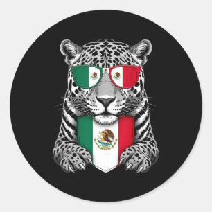 Pegatina Redonda bandera de México orgullo mexicano raíces mexicana
