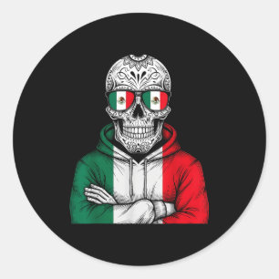 Pegatina Redonda bandera de México orgullo mexicano raíces mexicana