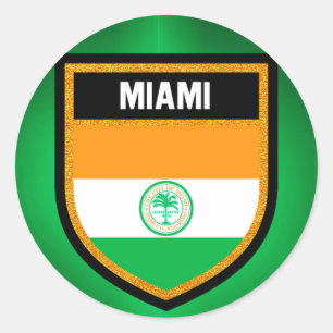 Pegatina Redonda Bandera de Miami