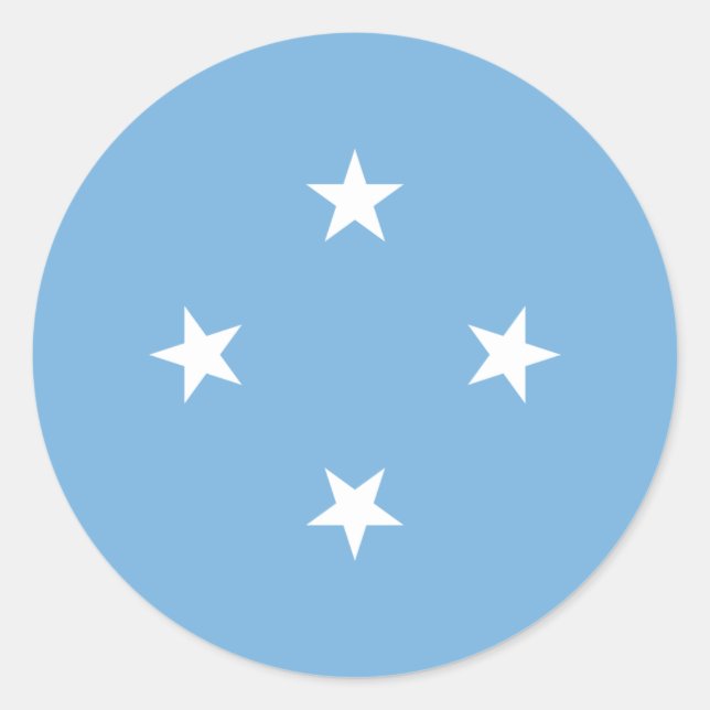 Pegatina Redonda Bandera de Micronesia, Estados Federados de Micron (Anverso)