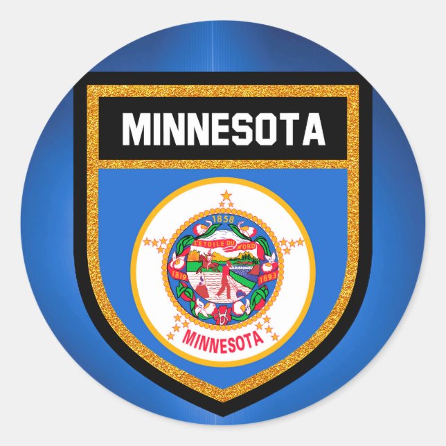 Pegatina Redonda Bandera de Minnesota (Anverso)
