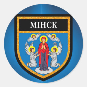 Pegatina Redonda Bandera de Minsk