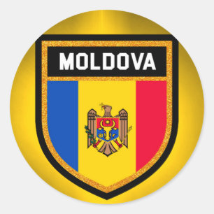 Pegatina Redonda Bandera de Moldavia