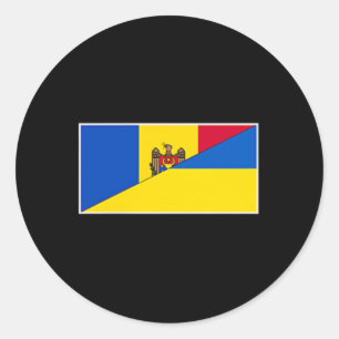 Pegatina Redonda Bandera de Moldavia Ucrania Orgullo Moldavo Ucrani