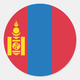 Pegatina Redonda Bandera de Mongolia