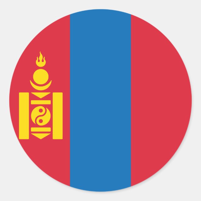 Pegatina Redonda Bandera de Mongolia (Anverso)