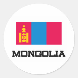 Pegatina Redonda Bandera de Mongolia