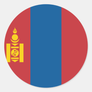 Pegatina Redonda Bandera de Mongolia (mongol)