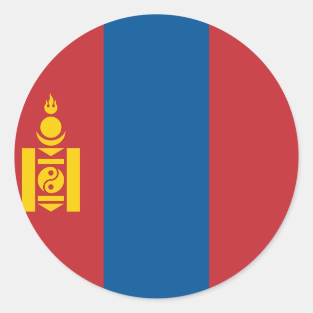 Pegatina Redonda Bandera de Mongolia (mongola) (Anverso)