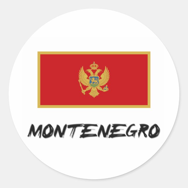 Pegatina Redonda Bandera de Montenegro (Anverso)
