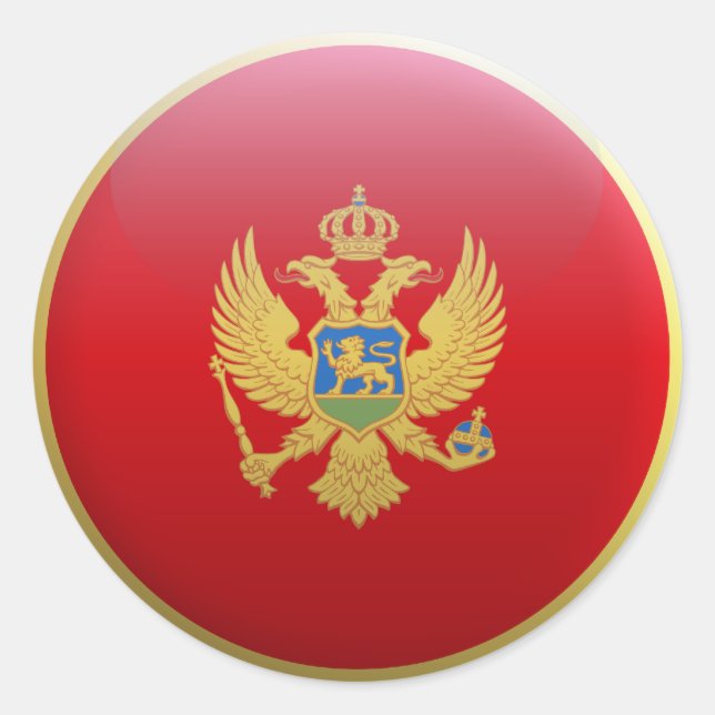 Pegatina Redonda Bandera de Montenegro (Anverso)