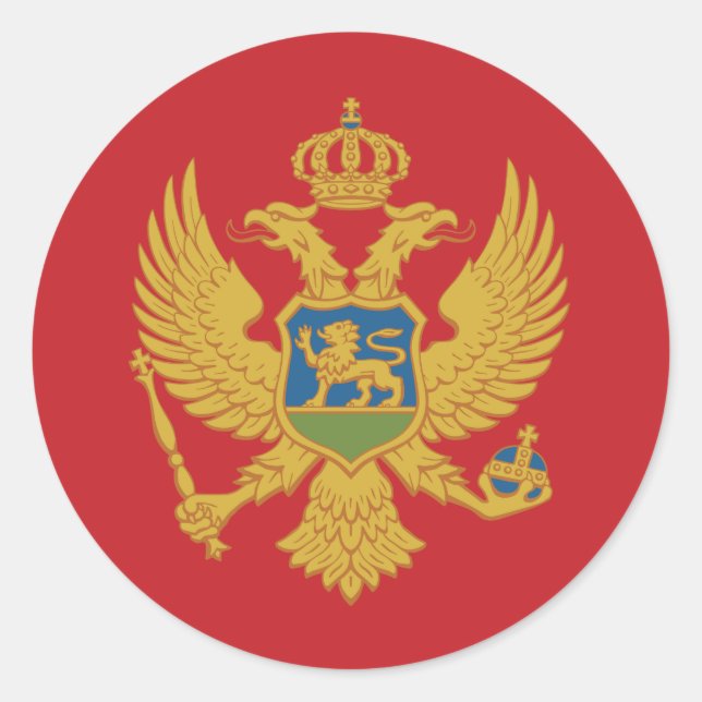 Pegatina Redonda Bandera de Montenegro (Anverso)