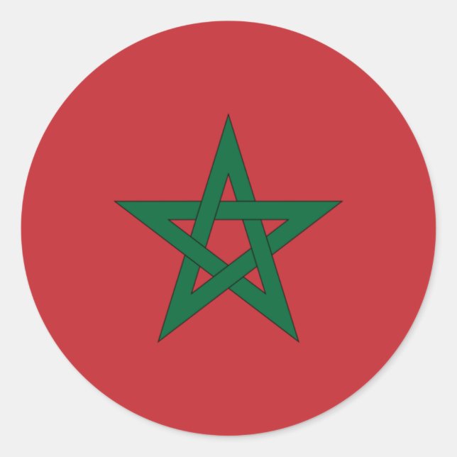 Pegatina Redonda Bandera de Morroco (Anverso)