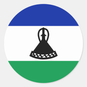 Pegatina Redonda Bandera de Mosotho, bandera de Lesoto