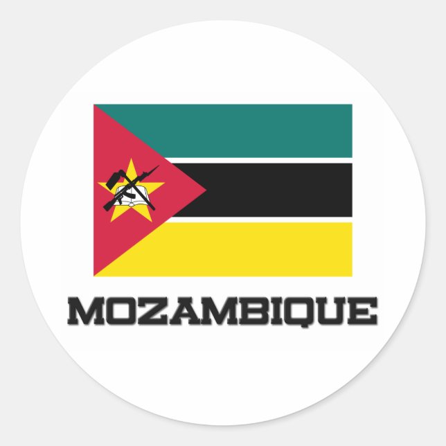 Pegatina Redonda Bandera de Mozambique (Anverso)