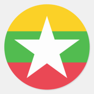 Pegatina Redonda Bandera de Myanmar