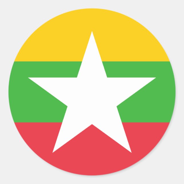 Pegatina Redonda Bandera de Myanmar (Anverso)