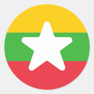 Pegatina Redonda Bandera de Myanmar