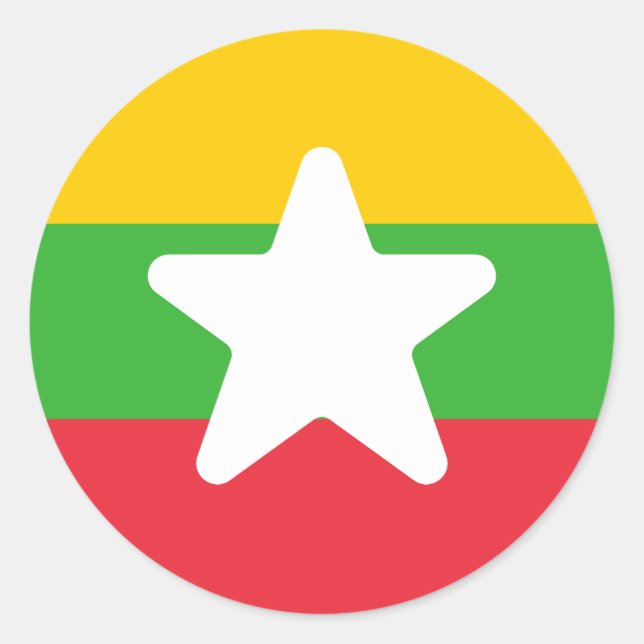 Pegatina Redonda Bandera de Myanmar (Anverso)