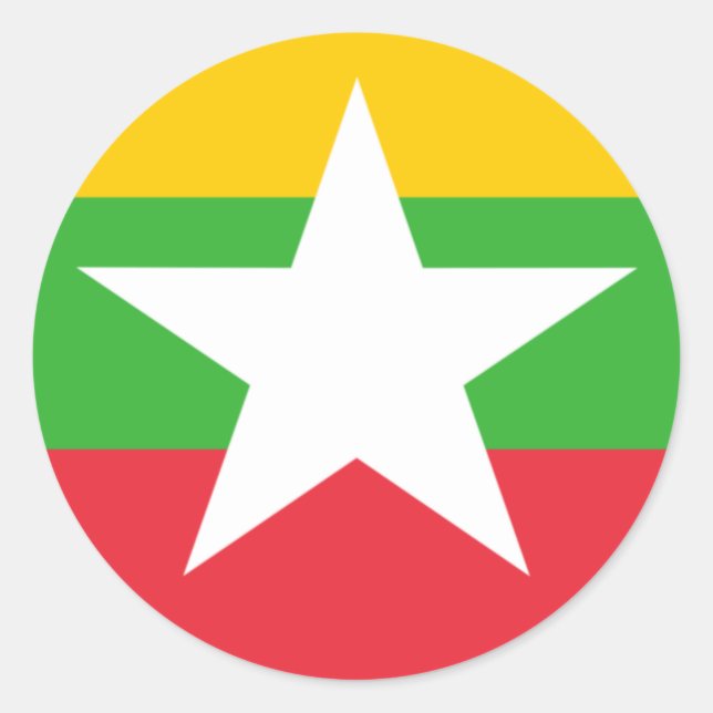 Pegatina Redonda Bandera de Myanmar (Anverso)