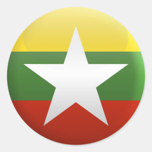 Pegatina Redonda Bandera de Myanmar