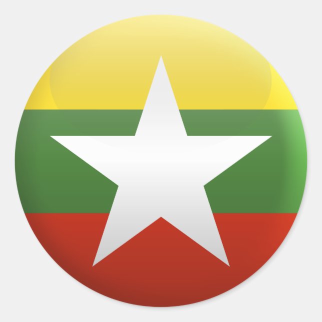 Pegatina Redonda Bandera de Myanmar (Anverso)