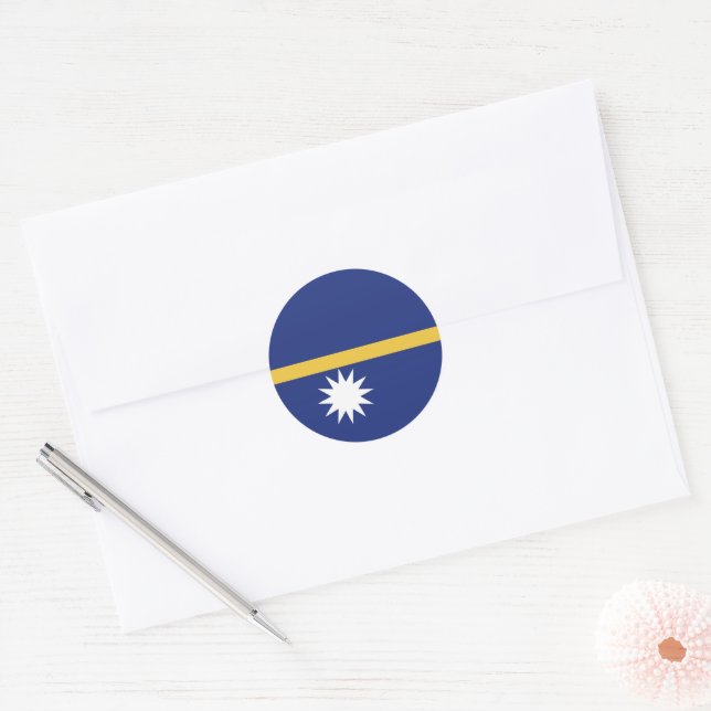 Pegatina Redonda Bandera de Nauru (Sobre)
