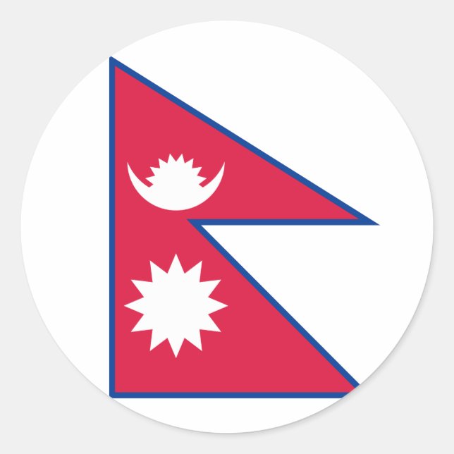 Pegatina Redonda Bandera de Nepal (nepalés) (Anverso)
