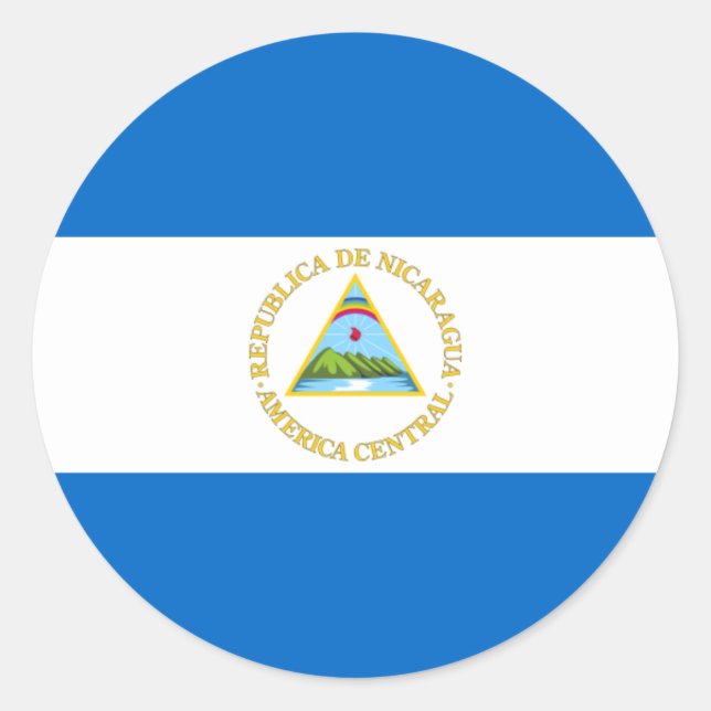 Pegatina Redonda Bandera de Nicaragua (Anverso)