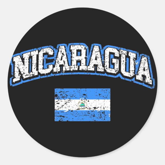 Pegatina Redonda Bandera de Nicaragua (Anverso)
