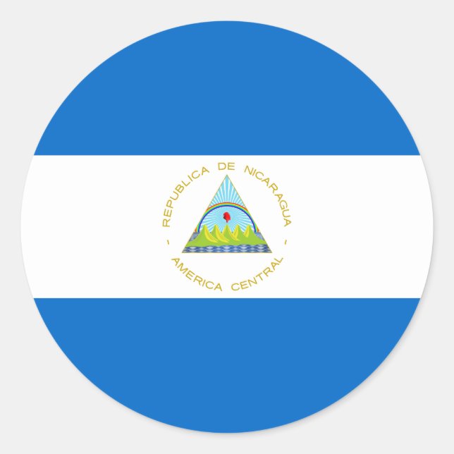 Pegatina Redonda Bandera de Nicaragua (Anverso)