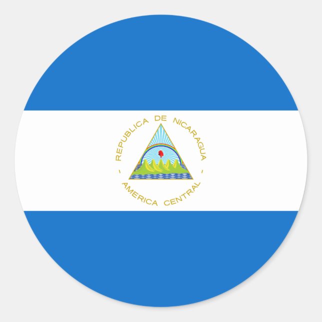 Pegatina Redonda Bandera de Nicaragua (Anverso)