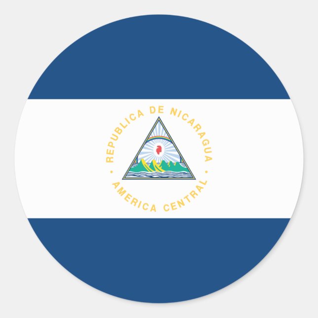 Pegatina Redonda Bandera de Nicaragua (Anverso)