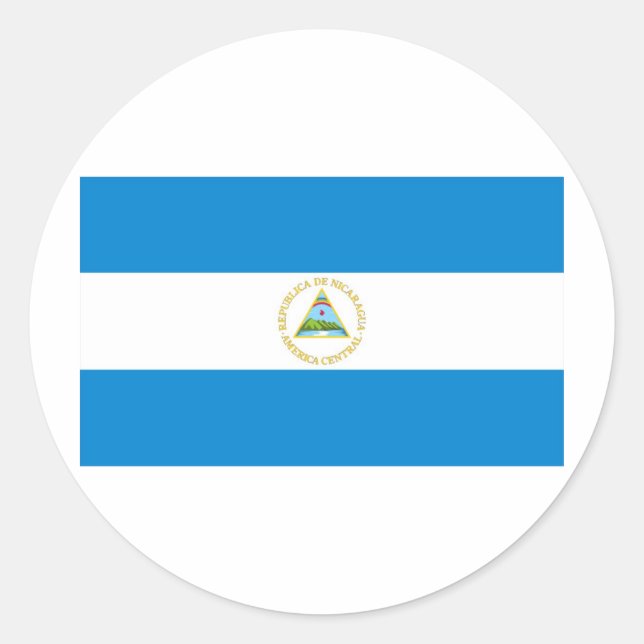 Pegatina Redonda Bandera de Nicaragua (Anverso)